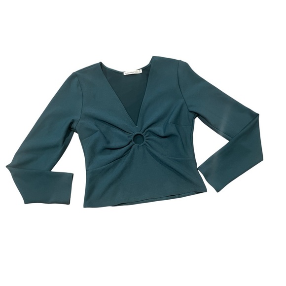 Abercrombie & Fitch Green Keyhole V-Neck Blouse Size Medium - Picture 5 of 6